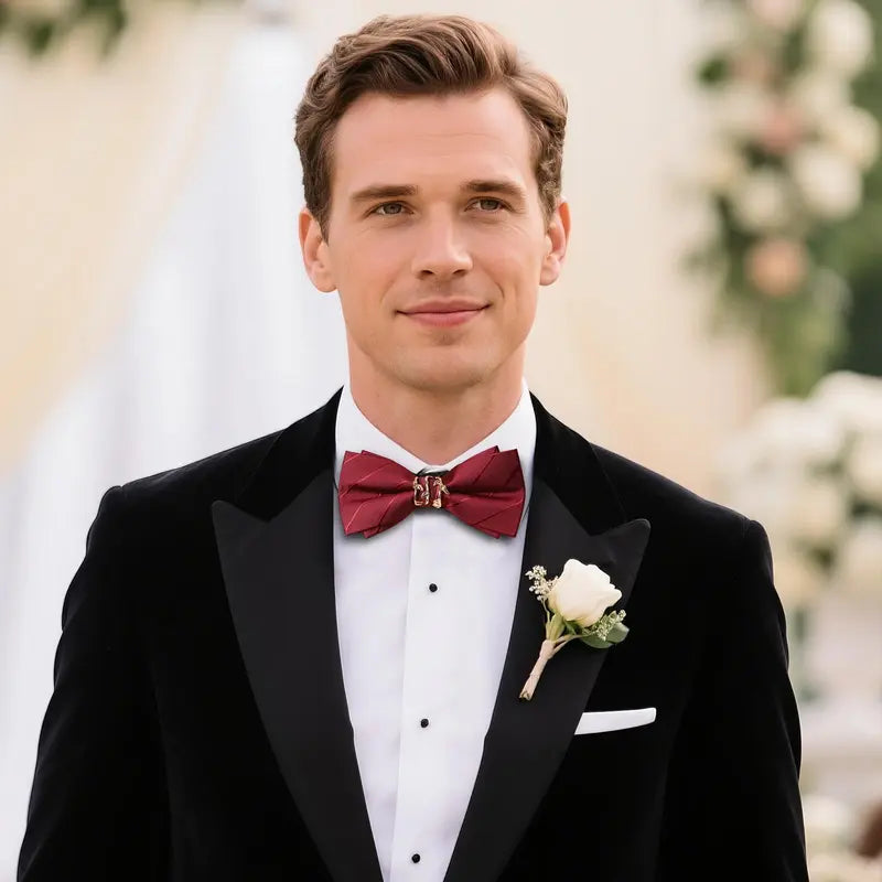 OIDEA Men's Skin-Friendly Satin Bow Ties - Pre-Tied Solid Bowknot, Adjustable Strap, Alloy Vine Buckle, Polyester Fabric, Easy Maintenance for Weddings, Business Events