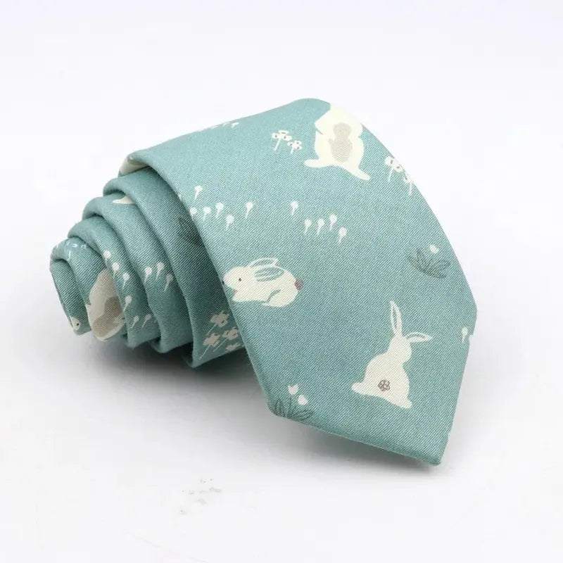 Men's Skinny Floral Cotton Necktie - Classic Print Adult Male Clothing Accessory for Weddings, Casual Suit Outfits