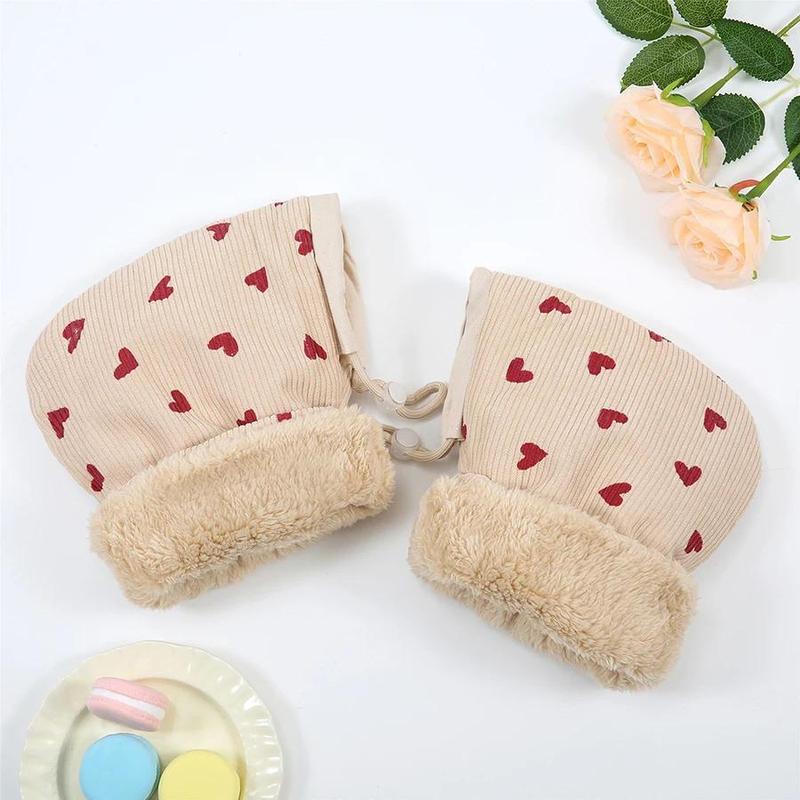 Children's Winter Bicycle Gloves - Cartoon Print, Mixed Textile, Artificial Leather, Warm Hands Warmer, Single Pair for Scooter & Outdoor Sports Protection