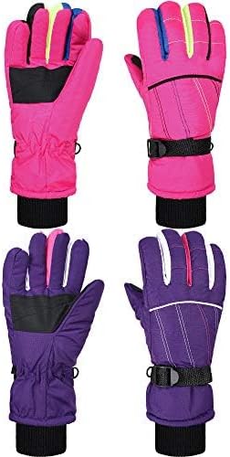 Hicarer 2 Pairs Kids Waterproof Winter Snow Gloves