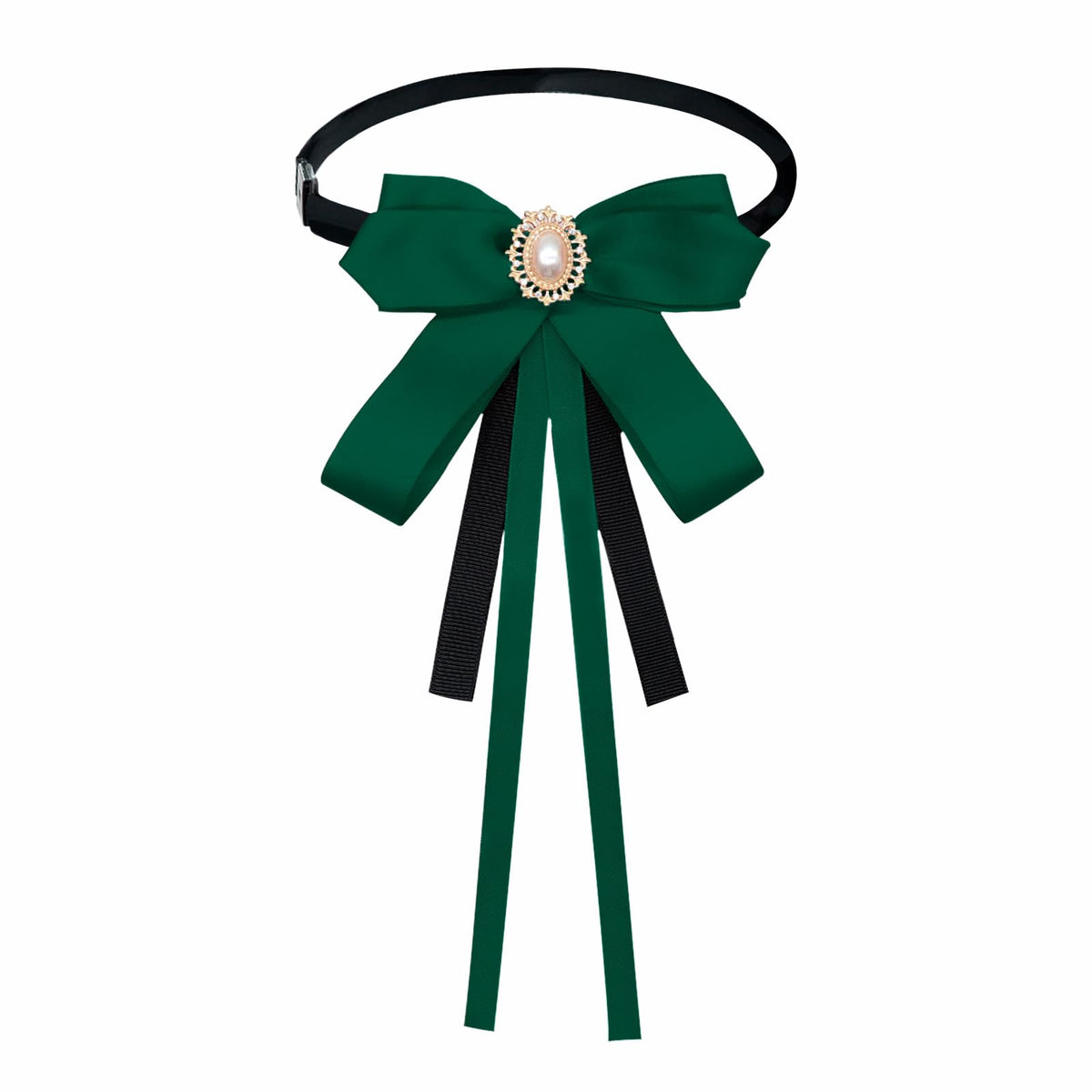 Mantieqingway Bow Ties for Women, Ribbon Uniform Pre-Tied Adjustable Bowknot Womens Bowtie for Party School Pearl Accessories