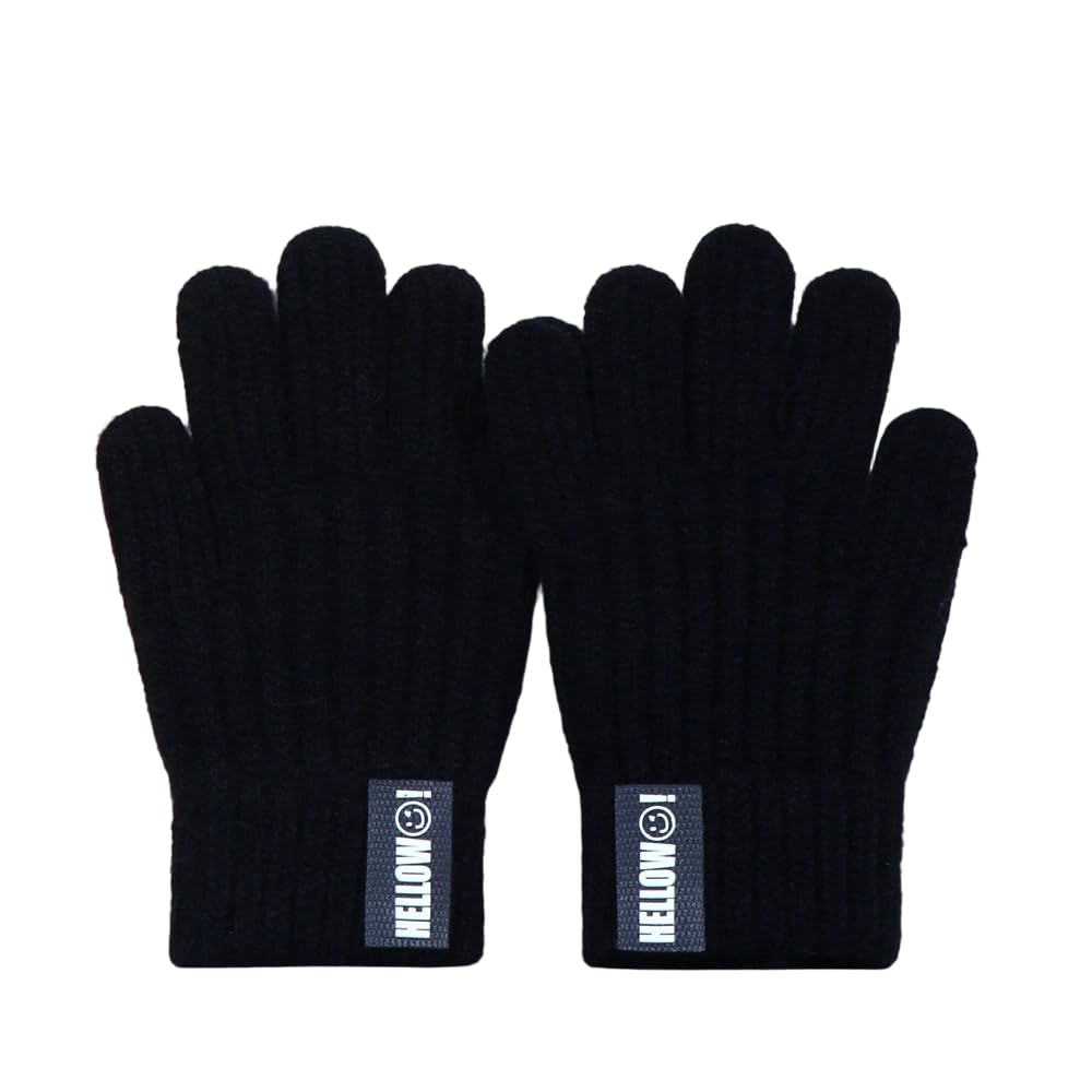 Kids Winter-Knit-Gloves Boys-Girls Warm-Cable Cold-Weather-Gloves