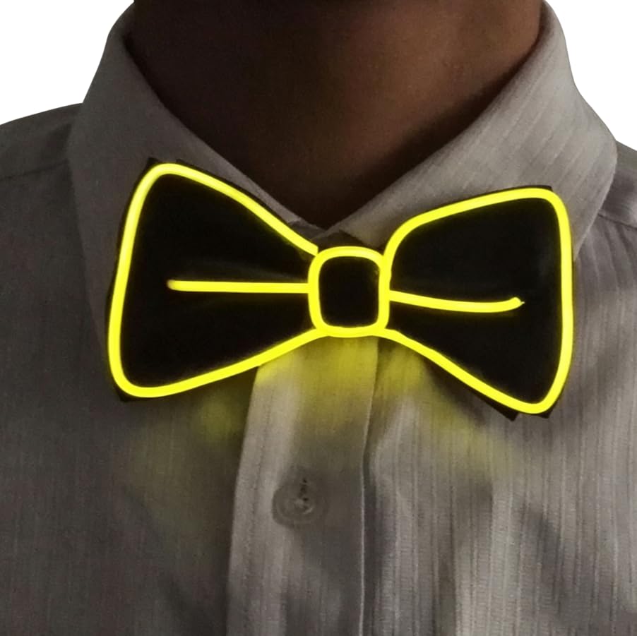 TINAYAUE Light Up Tie, LED Neon Glowing Necktie Bow Ties for Men Women Glow in The Dark Halloween Party Festival Rave Costume
