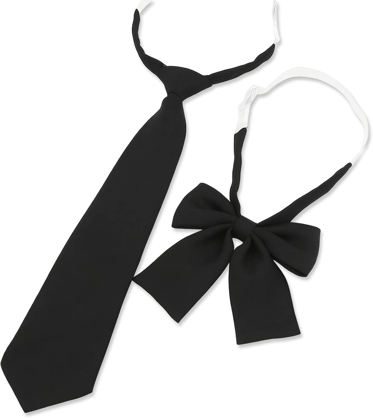 Chedin 2 Pcs Pre-Tied Adjustable Neckties for Women Men,Black Tie for Boys Girls,Formal Uniform Wedding Cosplay Neck Tie,Graduation School Uniforms