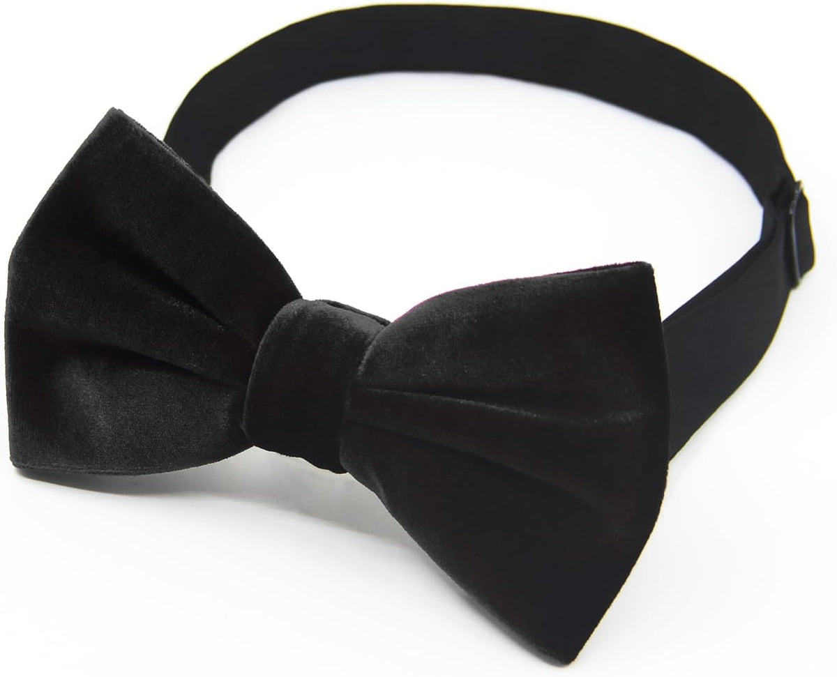 Luckyvestir Men's Velvet Bow Tie, Pre-Tied Adjustable Bowties, Silk Black Neckties for Men Women for Party Business Gift