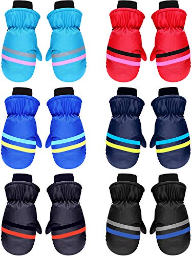 SATINIOR 6 Pairs Kids Snow Mittens