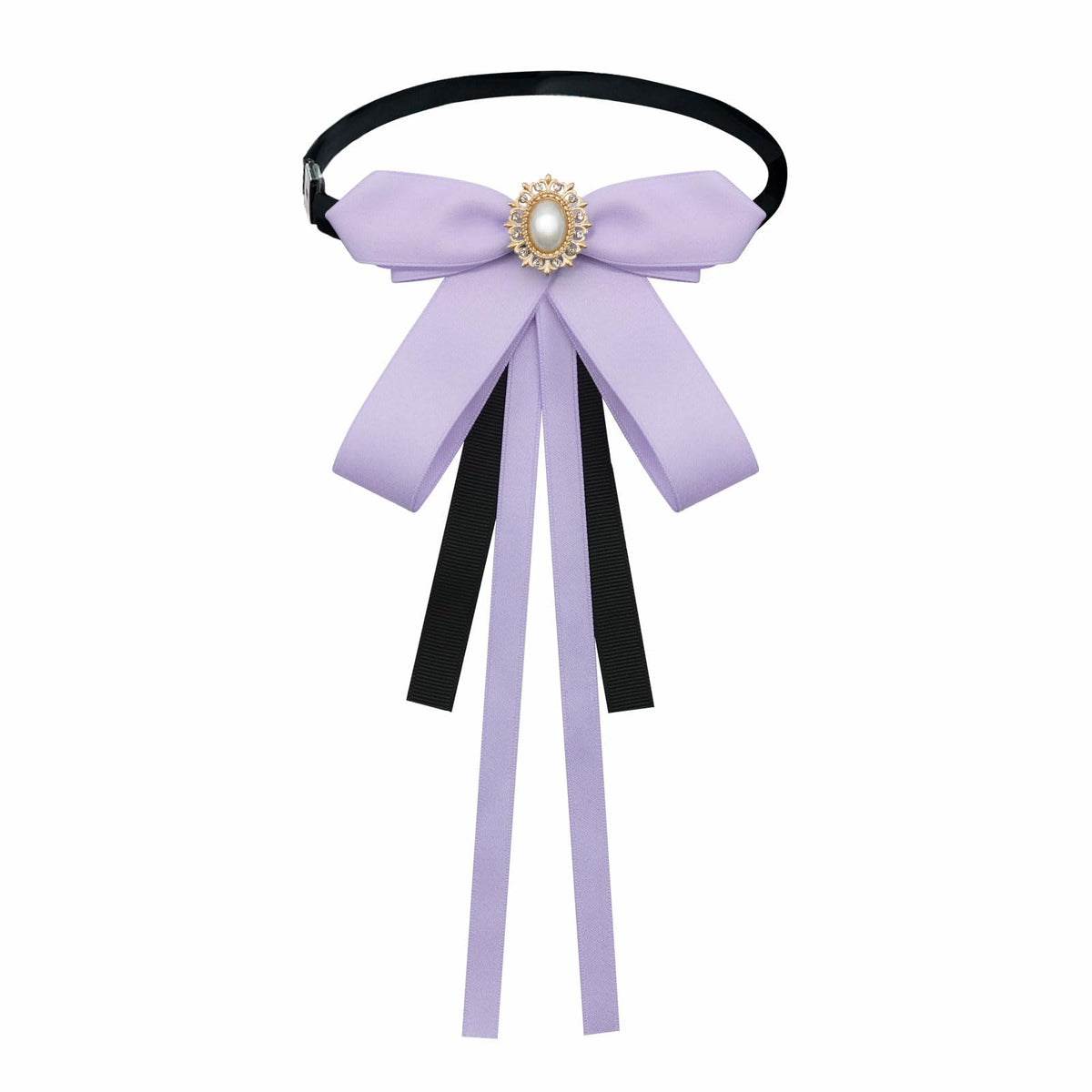 Mantieqingway Bow Ties for Women, Ribbon Uniform Pre-Tied Adjustable Bowknot Womens Bowtie for Party School Pearl Accessories