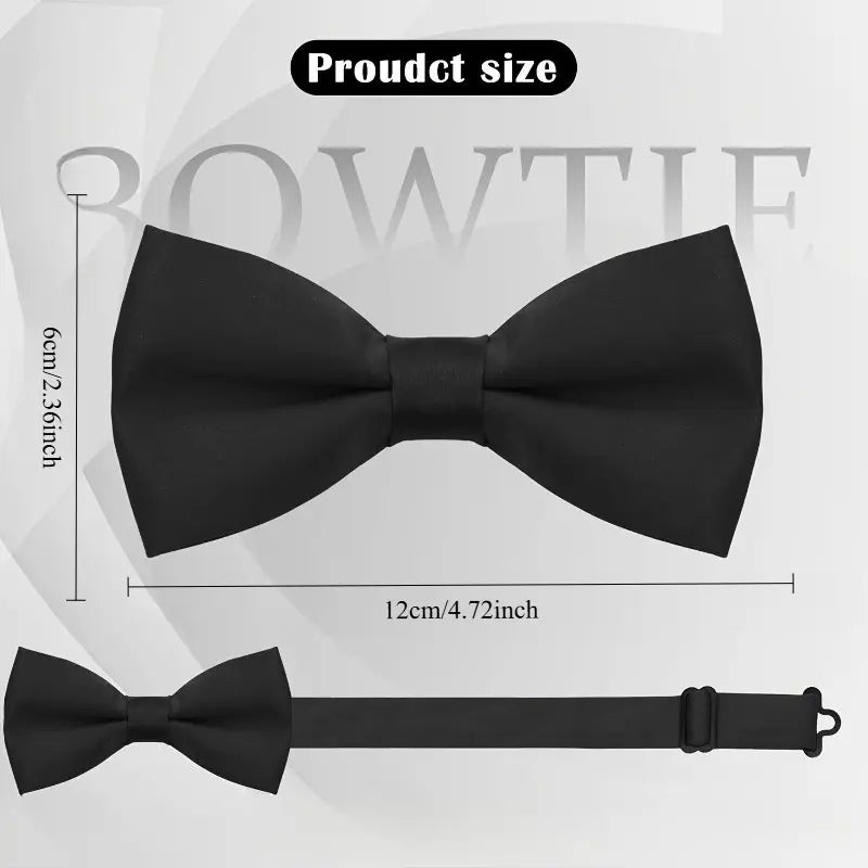 2pcs Formal Tuxedo Black Bow Tie, Adjustable Bow Tie for Suit Uniform