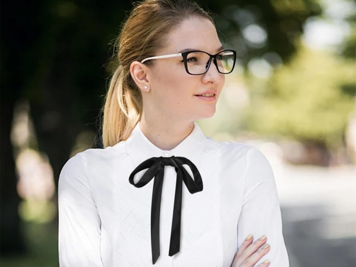LJBFNN Bow Ties for Women Self Tie Satin Ribbon Bow Ties for Uniform Cosplay Womens Accessory