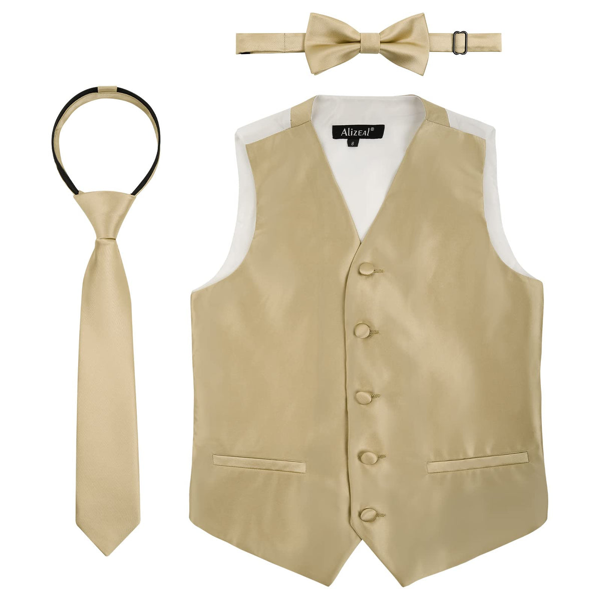 Alizeal Boys 3pcs Solid Bow Tie Necktie Suit Vest Set