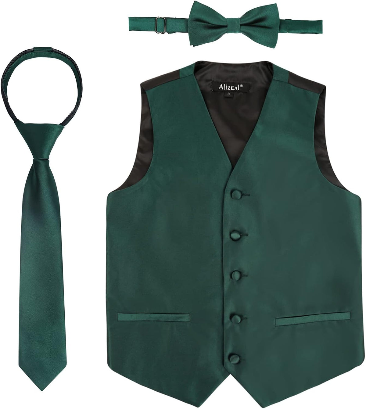 Alizeal Boys 3pcs Solid Bow Tie Necktie Suit Vest Set
