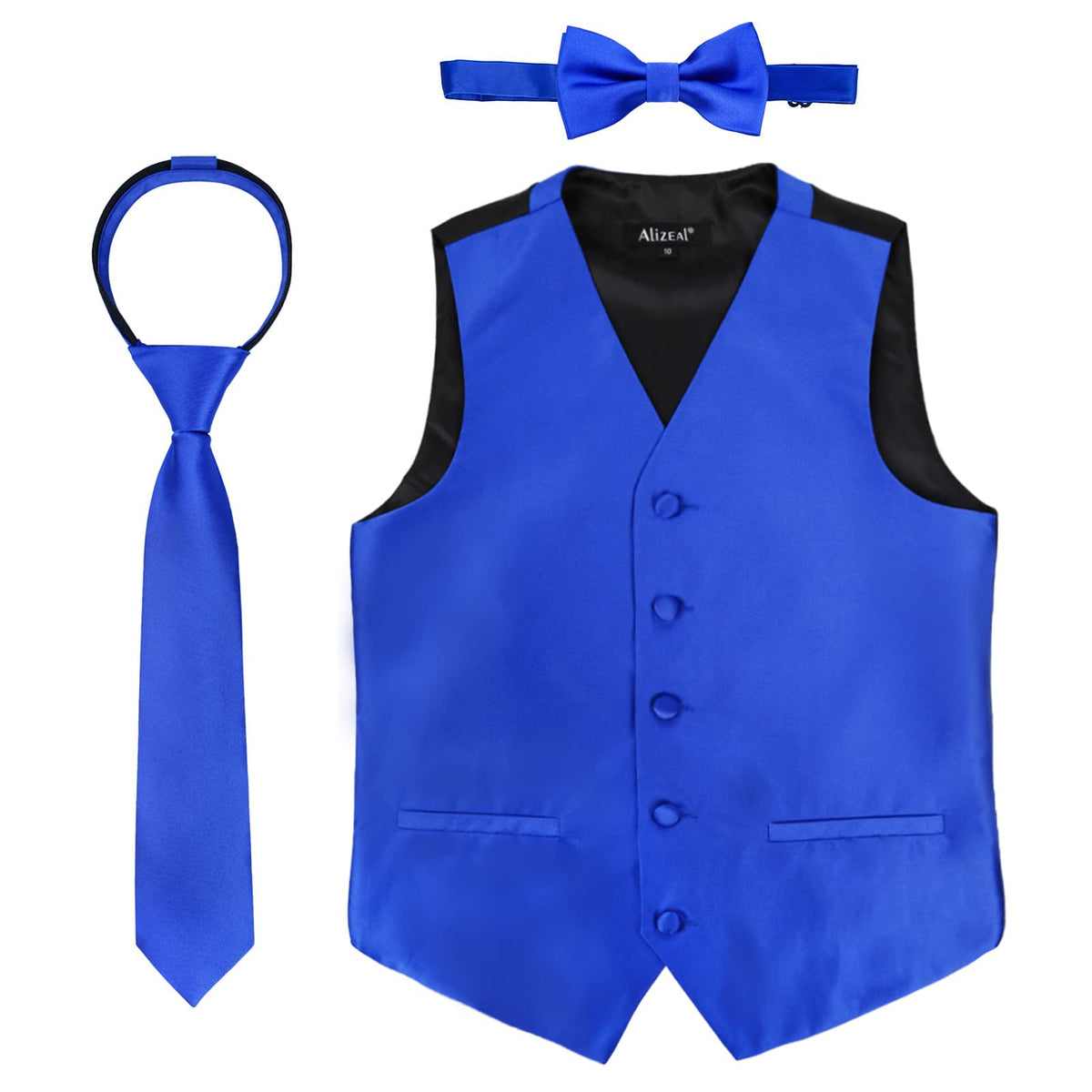 Alizeal Boys 3pcs Solid Bow Tie Necktie Suit Vest Set