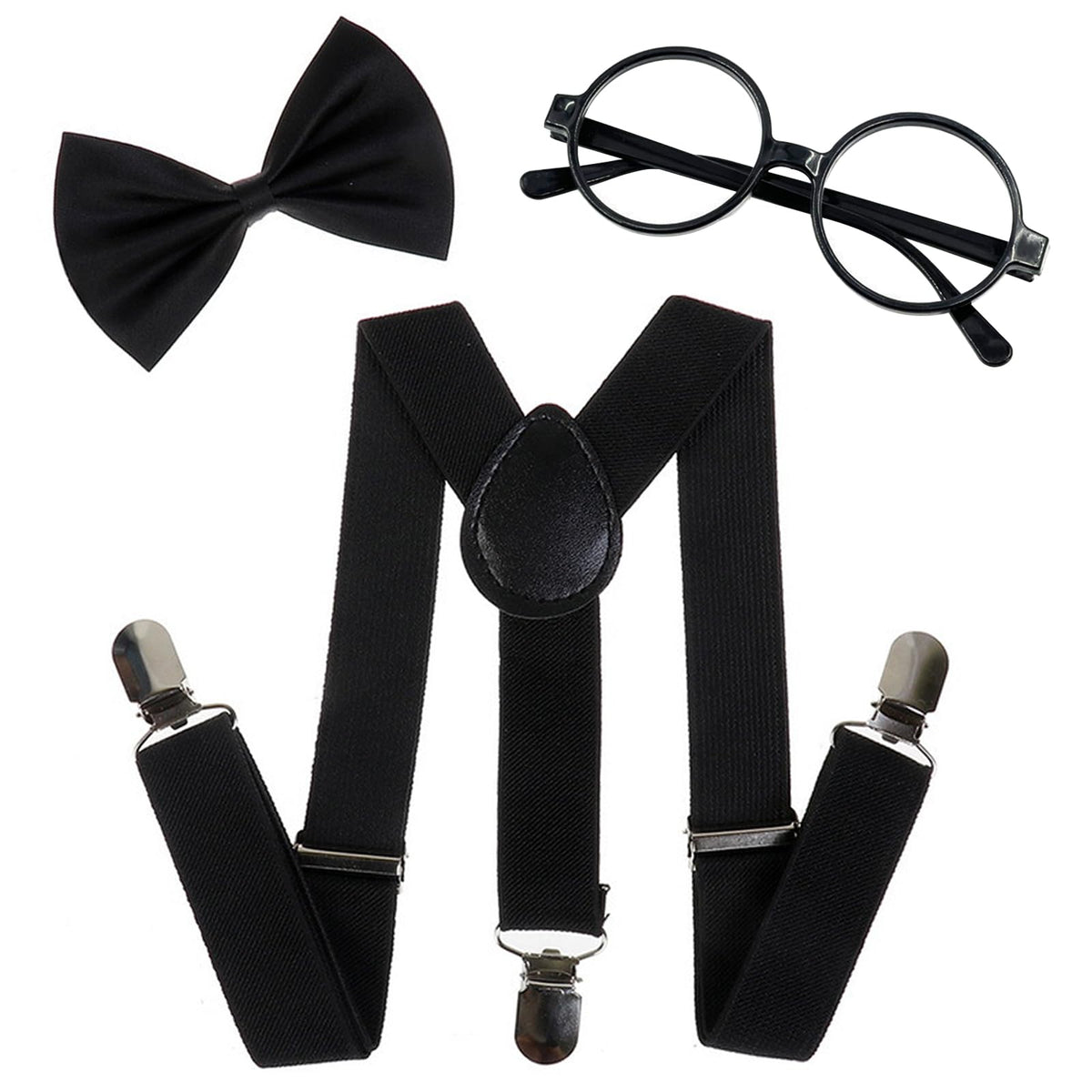 Child Kids Suspenders Bowtie Set with Glasses,for Boys and Girls