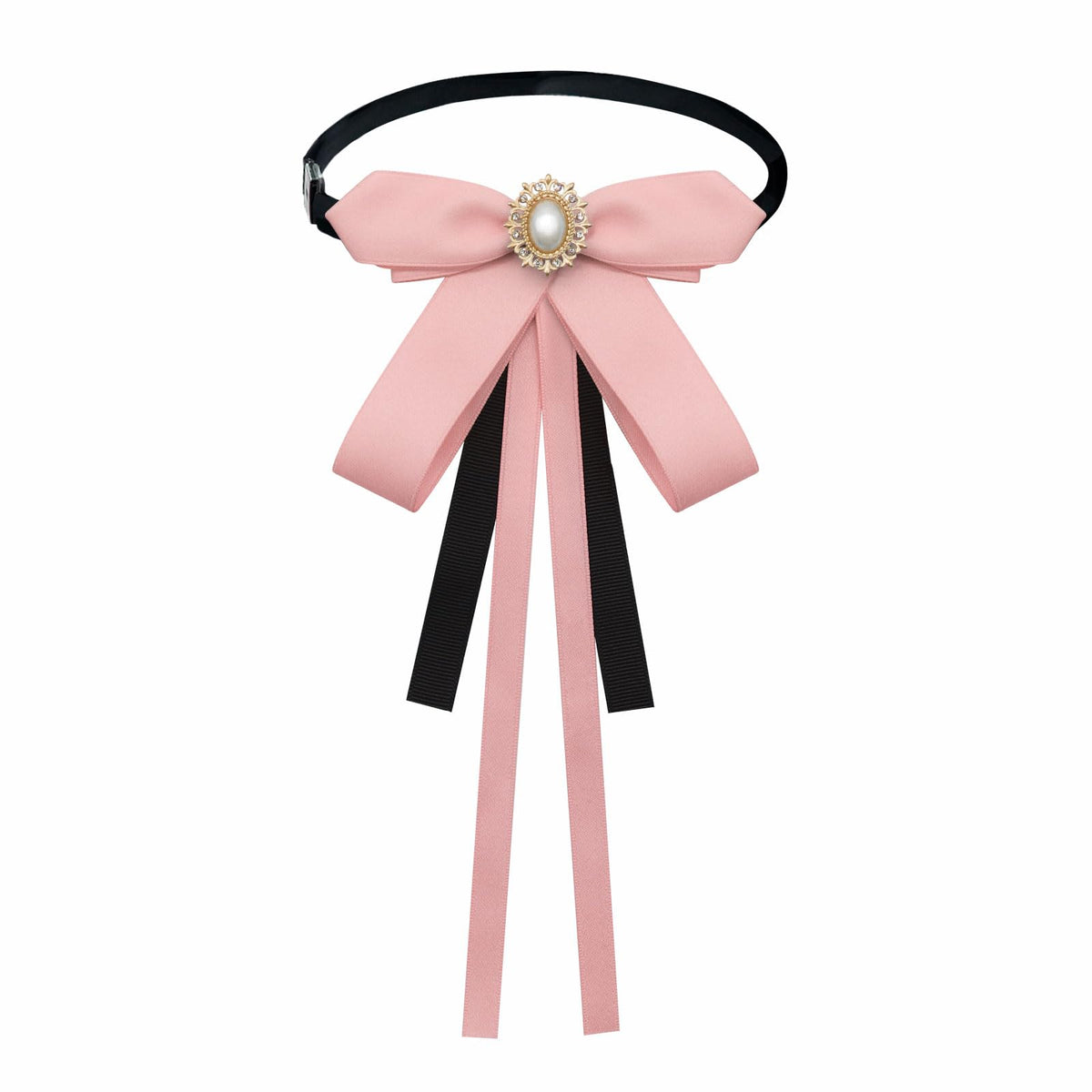 Mantieqingway Bow Ties for Women, Ribbon Uniform Pre-Tied Adjustable Bowknot Womens Bowtie for Party School Pearl Accessories
