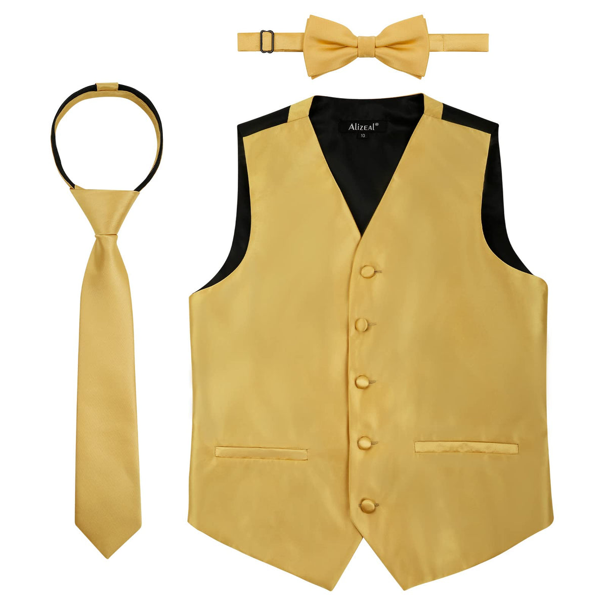 Alizeal Boys 3pcs Solid Bow Tie Necktie Suit Vest Set