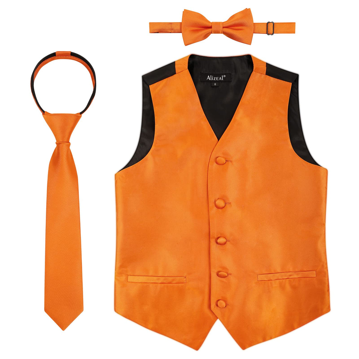 Alizeal Boys 3pcs Solid Bow Tie Necktie Suit Vest Set