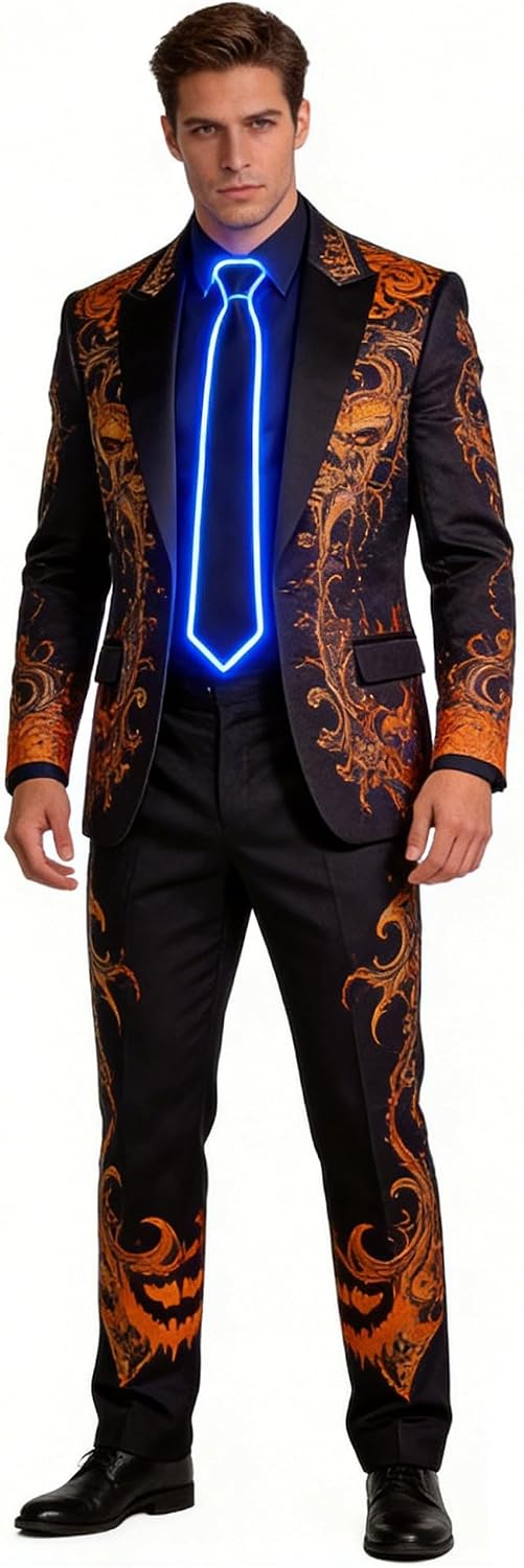 TINAYAUE Light Up Tie, LED Neon Glowing Necktie Bow Ties for Men Women Glow in The Dark Halloween Party Festival Rave Costume
