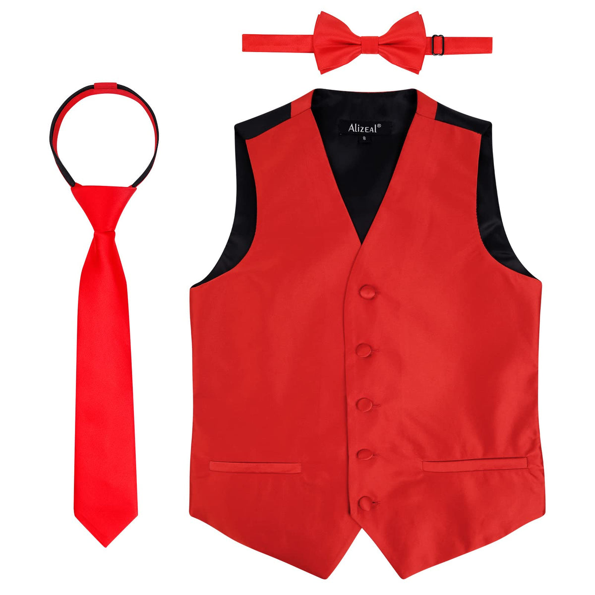 Alizeal Boys 3pcs Solid Bow Tie Necktie Suit Vest Set