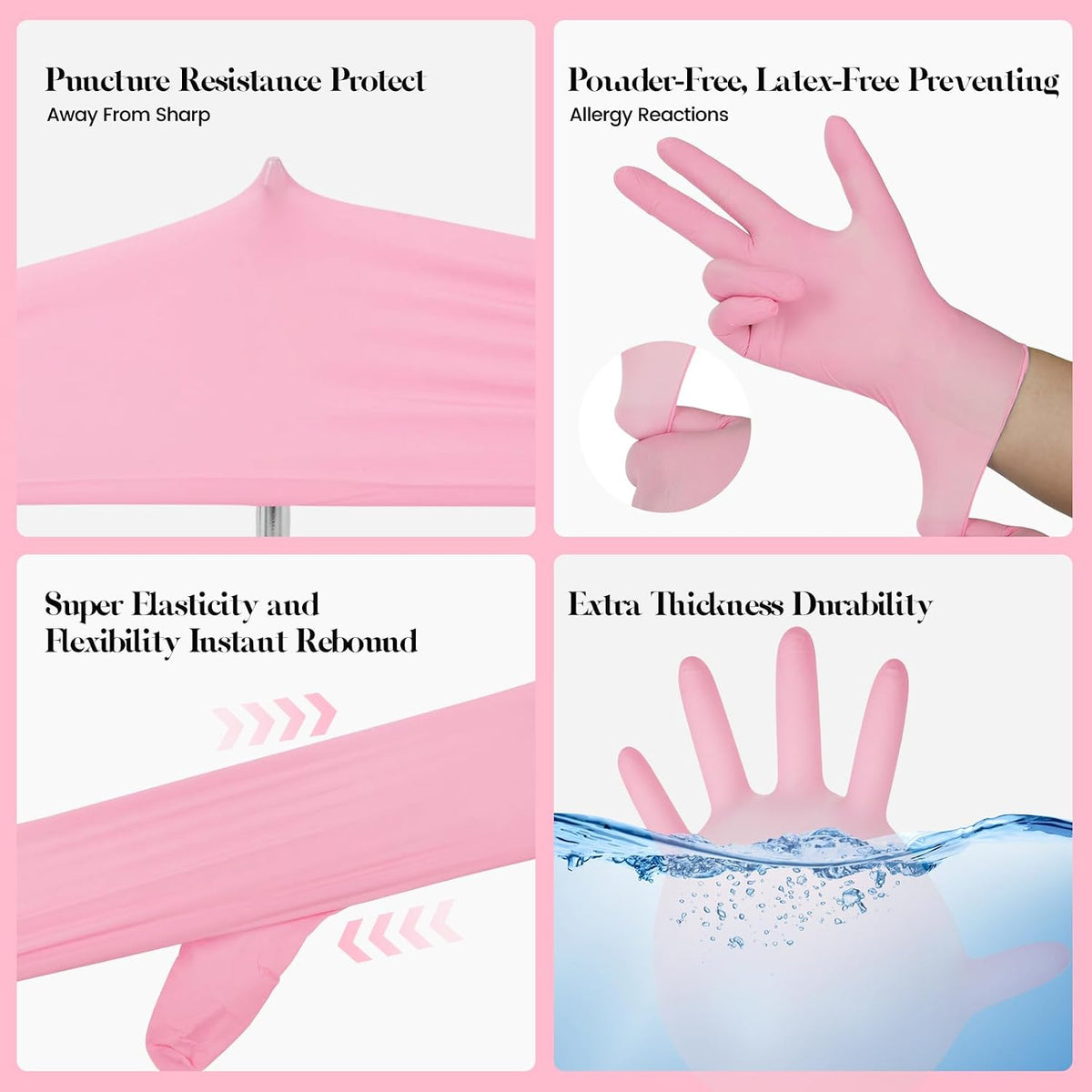 Kids Disposable Gloves, 5-Mil Safe Pink Nitrile, XS, 50Ct