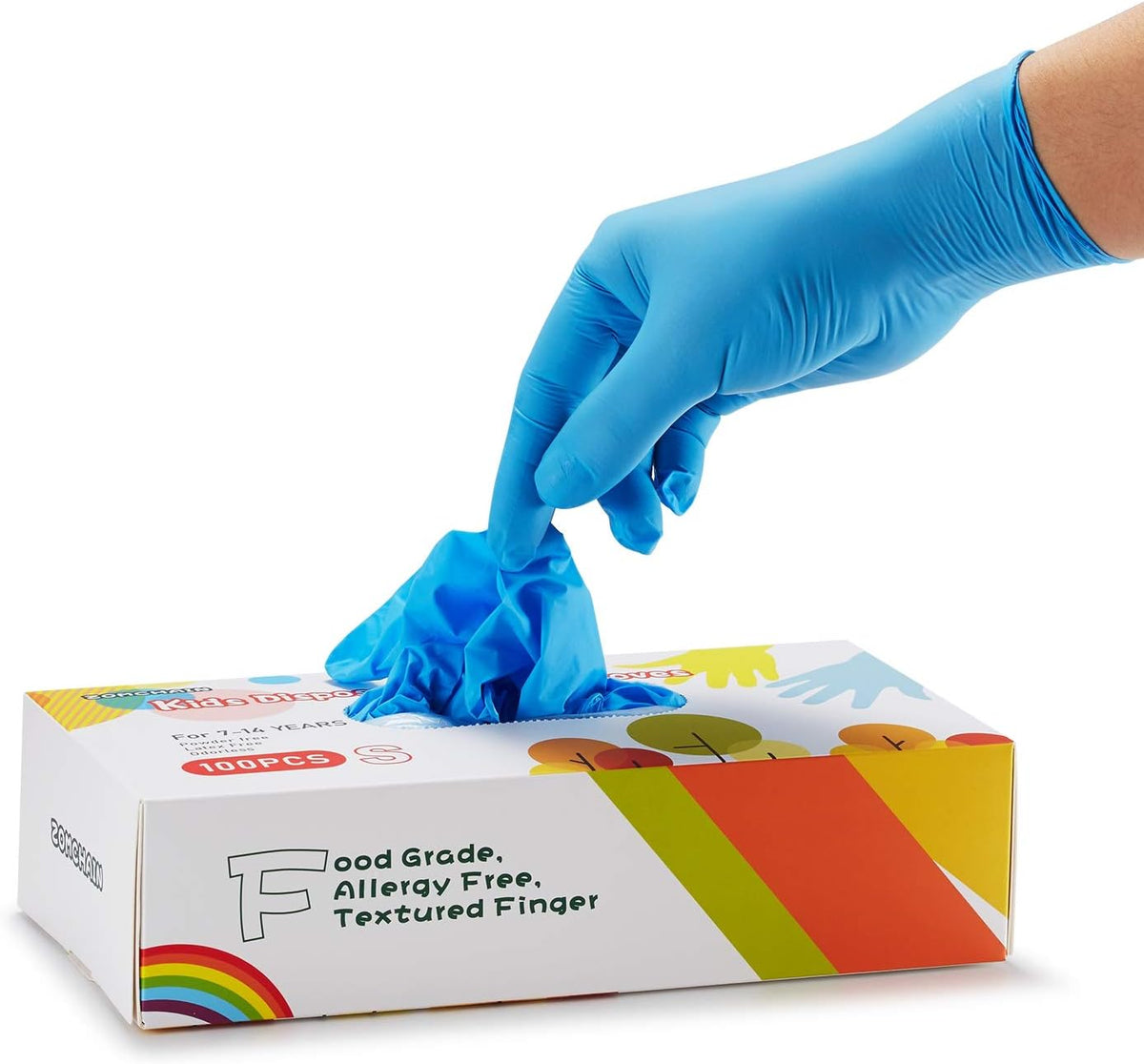 Kids Disposable Nitrile Gloves, Latex Free Glove for Children, Powder Free- for Crafting, Painting, Cooking, Cleaning-100 PCS