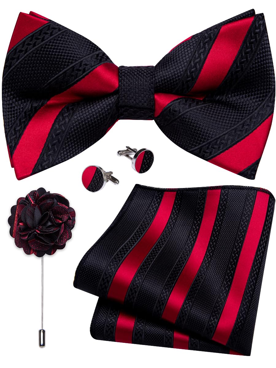 YourTies Silk Bow Ties for Men Pre-Tied Adjustable Paisley Bowtie Set