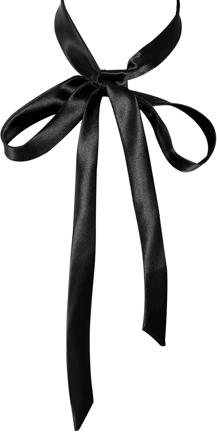 Jmkcoz Bow Tie for Women Girls Satin Ribbon Self-tie Bowtie Necktie