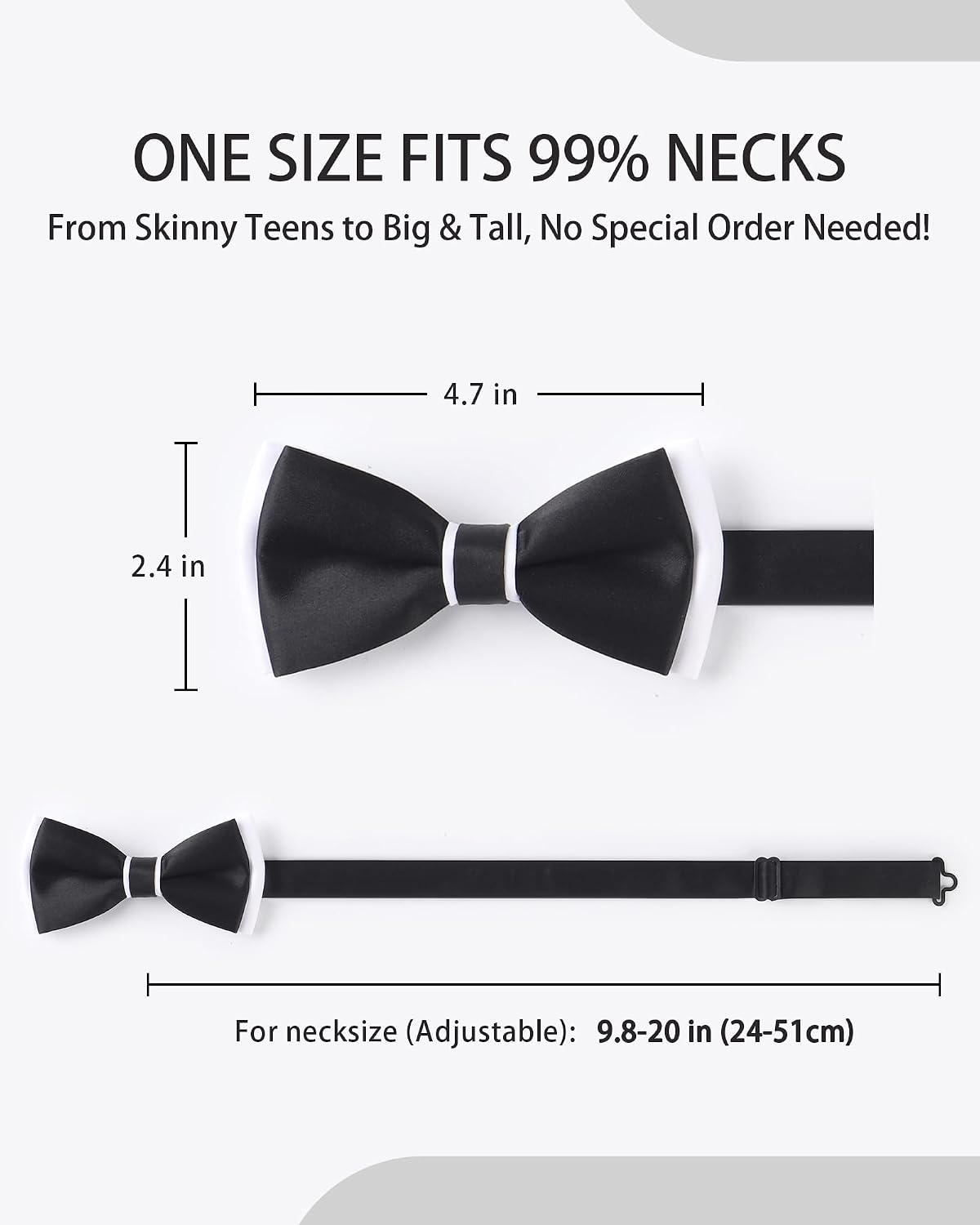AWAYTR Bow Ties for Men - Pre-Tied Adjustable Tuxedo Style for Wedding