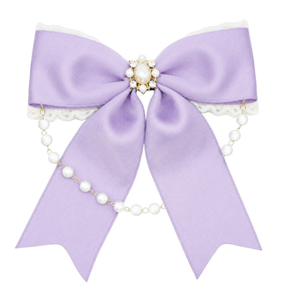 LJBFNN Black Bow Tie for Girls Women, School Girl Ties with Pearls Adjustable Pre-tied Kids Bowtie for Uniform Blouse Costume