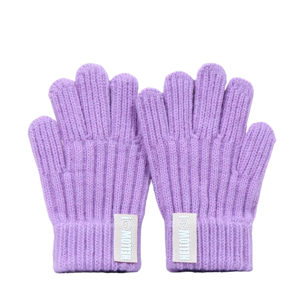 Kids Winter-Knit-Gloves Boys-Girls Warm-Cable Cold-Weather-Gloves