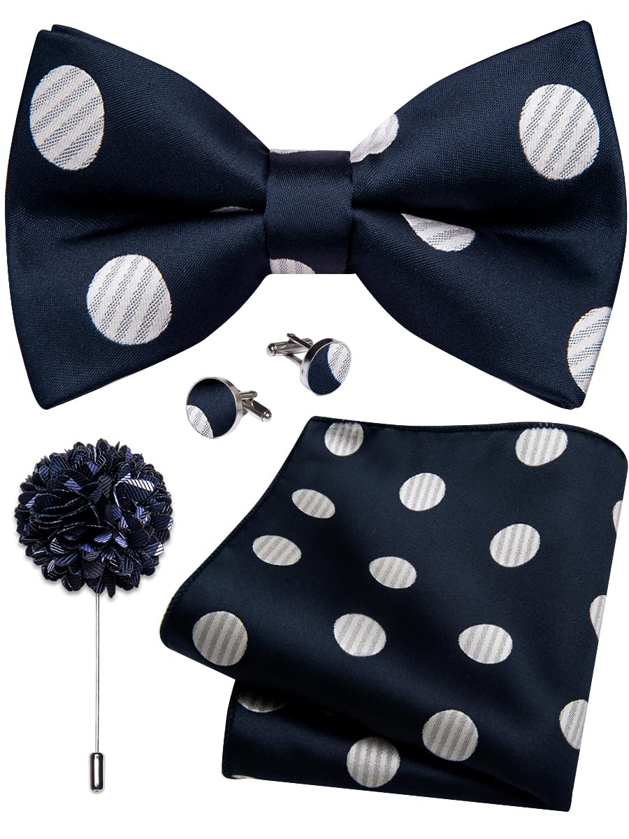 YourTies Silk Bow Ties for Men Pre-Tied Adjustable Paisley Bowtie Set
