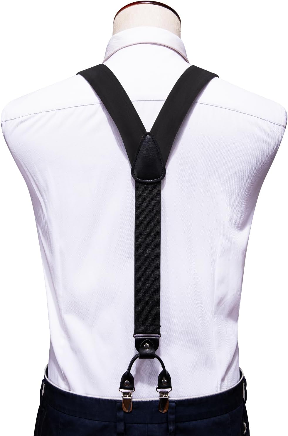 YOHOWA Suspenders for Men Tie Bowtie Set Adjustable Brace Handkerchief Cufflinks Strong Clip Elastic Band Wedding Party