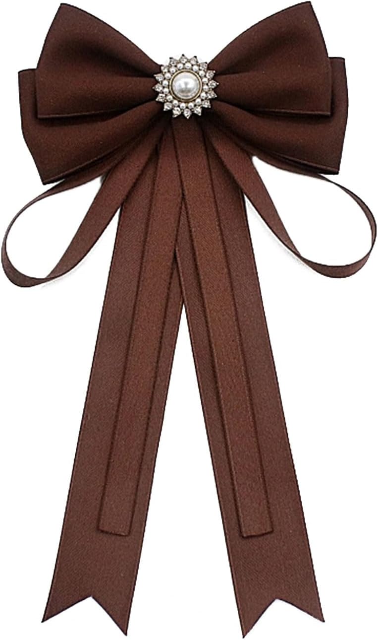 Coffee Brown Necktie Fashion School Uniform Bows Tie Solid Color Necktie for Women's Shirt