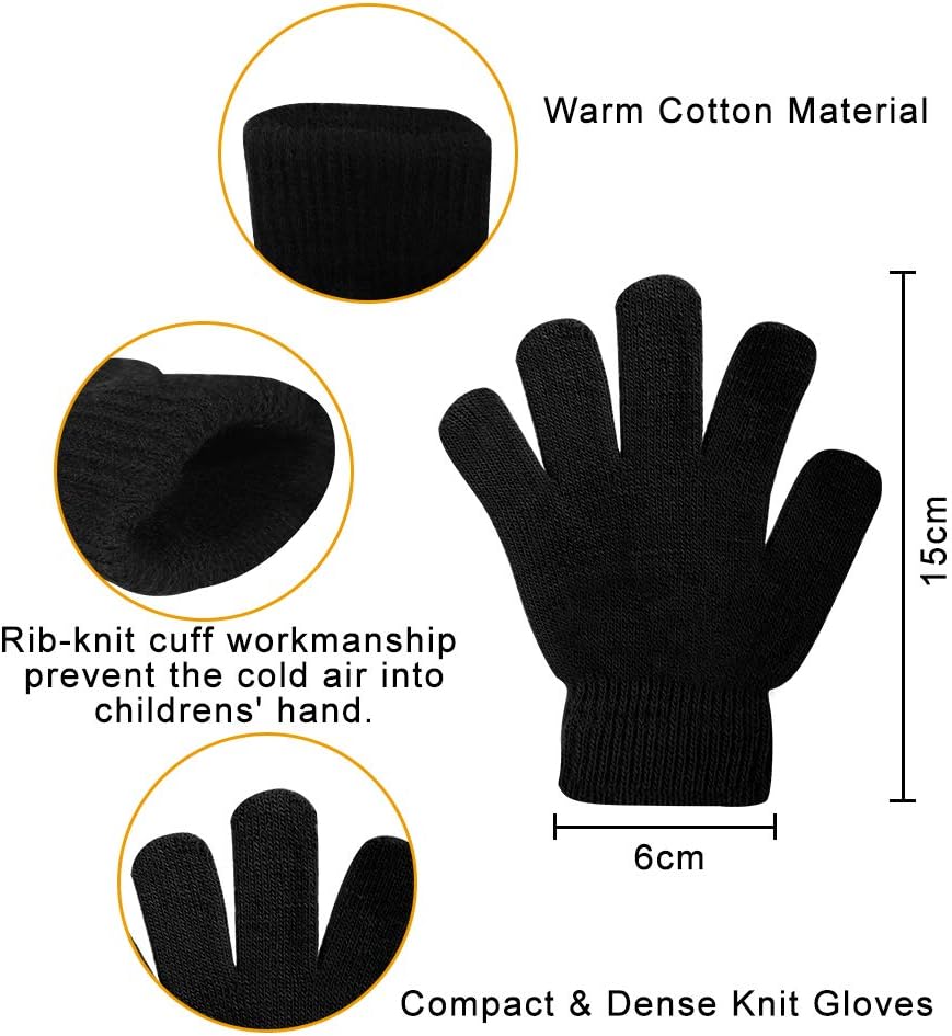 ONESING 3-24 Pairs Winter Knit Gloves for Kids - White Finger Gloves for Boys and Girls