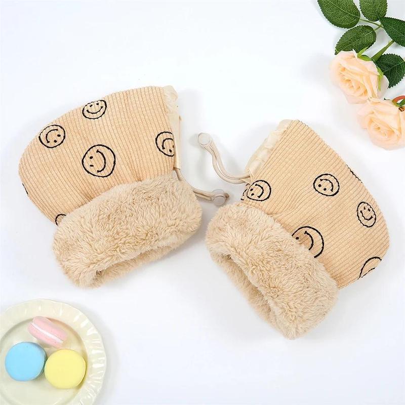 Children's Winter Bicycle Gloves - Cartoon Print, Mixed Textile, Artificial Leather, Warm Hands Warmer, Single Pair for Scooter & Outdoor Sports Protection