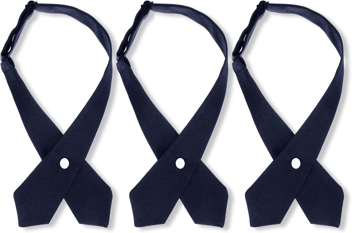 Tarpop 3 Pcs Girls Uniform Cross Tie Adjustable Navy Blue for School