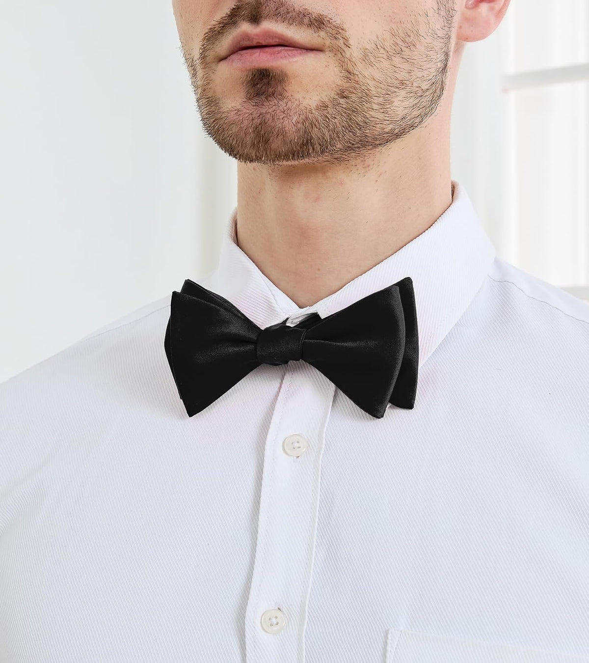 PenSee Mens Solid Bowtie Woven Self Tie Bow Ties Tuxedo & Wedding Bowties