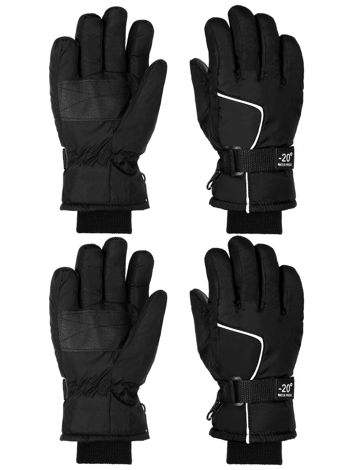 SATINIOR 2 Pair Kids Waterproof Winter Gloves