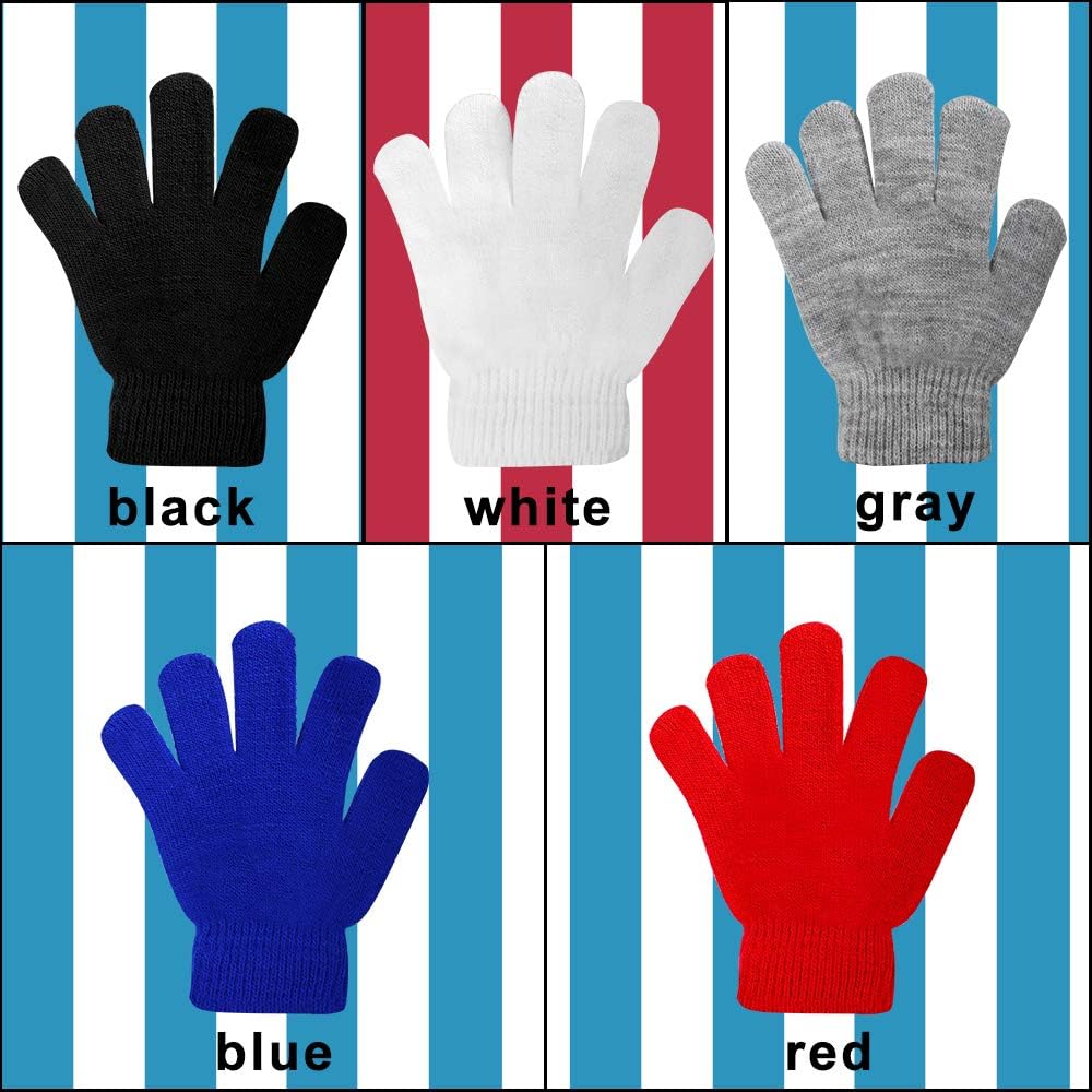 ONESING 3-24 Pairs Winter Knit Gloves for Kids - White Finger Gloves for Boys and Girls
