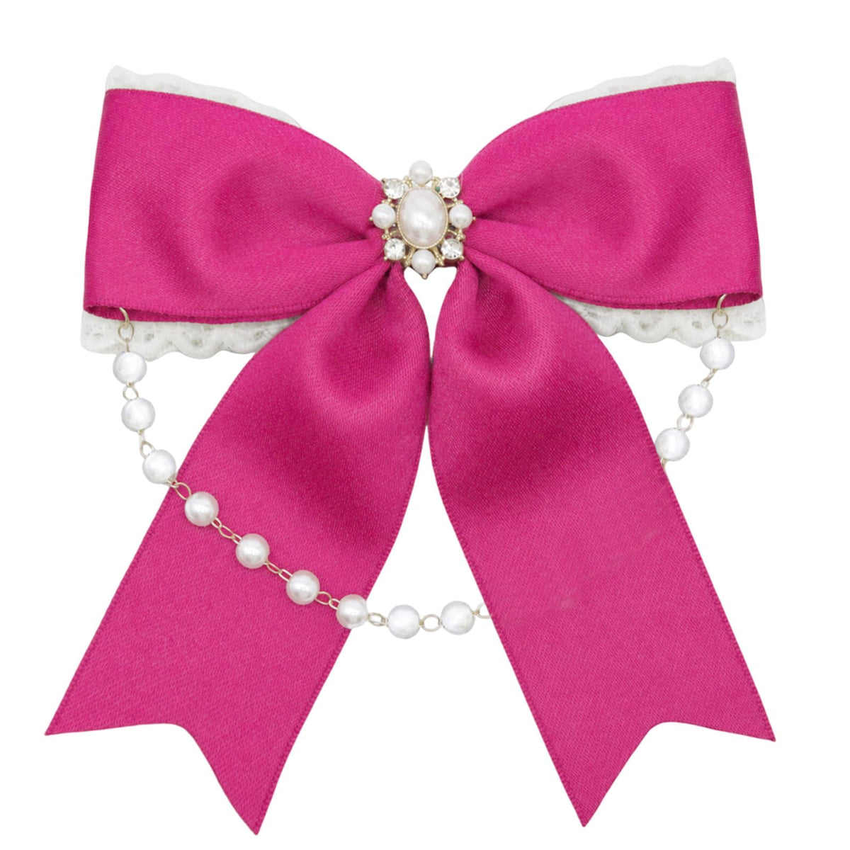 LJBFNN Black Bow Tie for Girls Women, School Girl Ties with Pearls Adjustable Pre-tied Kids Bowtie for Uniform Blouse Costume