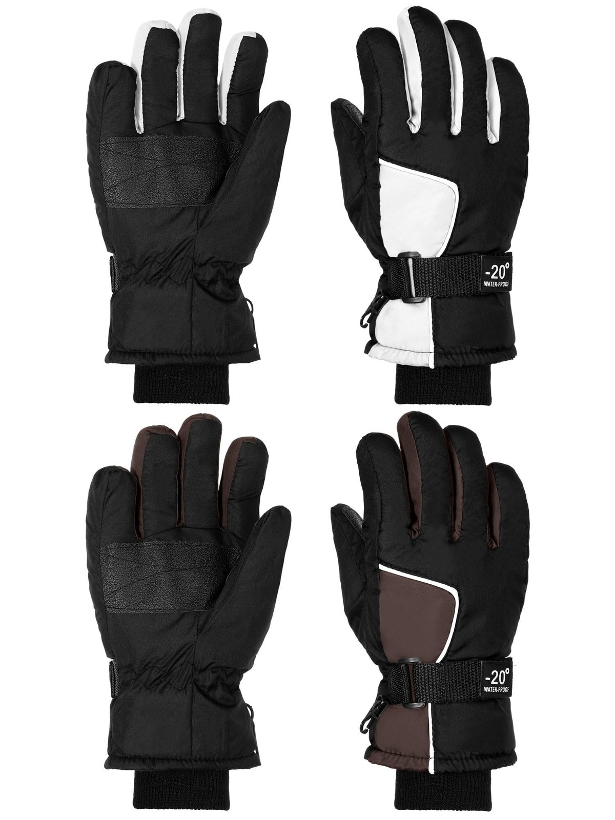 SATINIOR 2 Pair Kids Waterproof Winter Gloves
