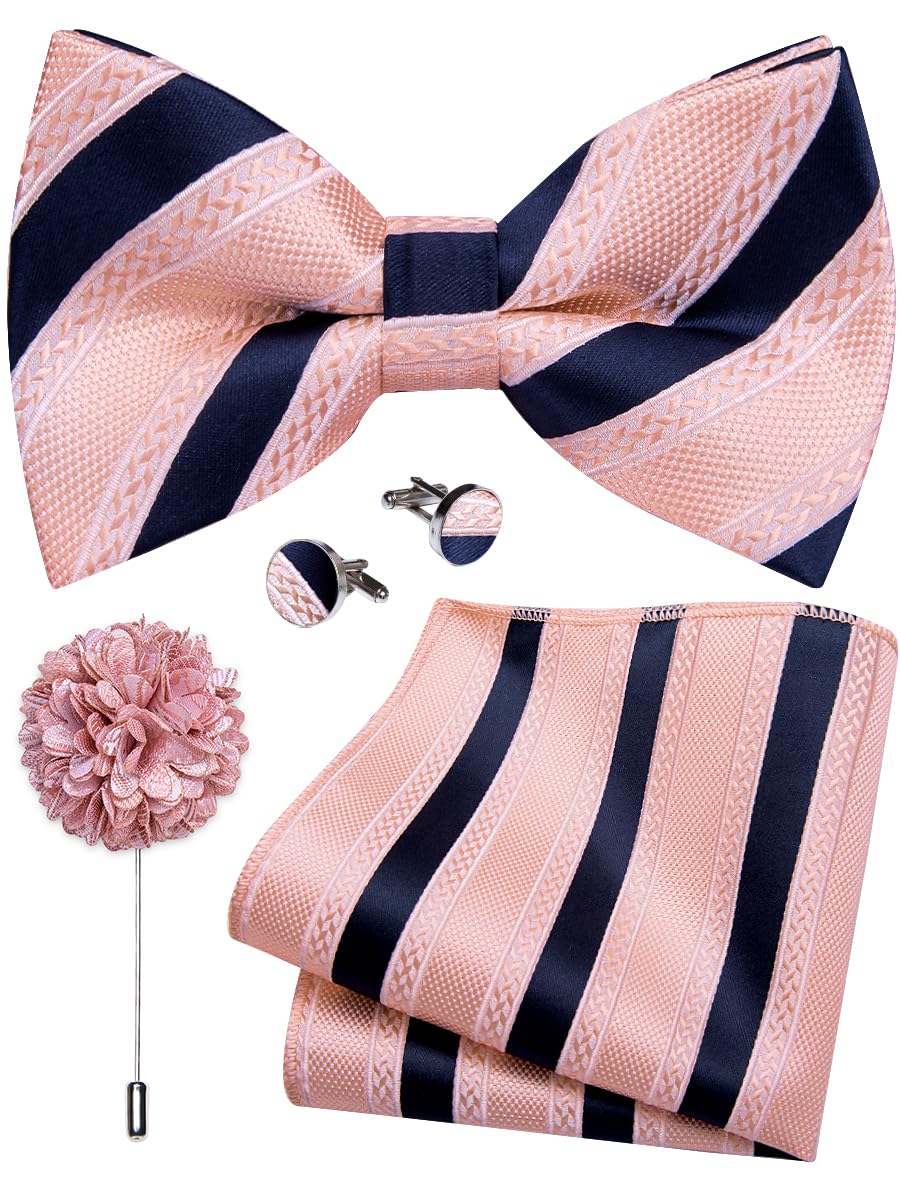 YourTies Silk Bow Ties for Men Pre-Tied Adjustable Paisley Bowtie Set
