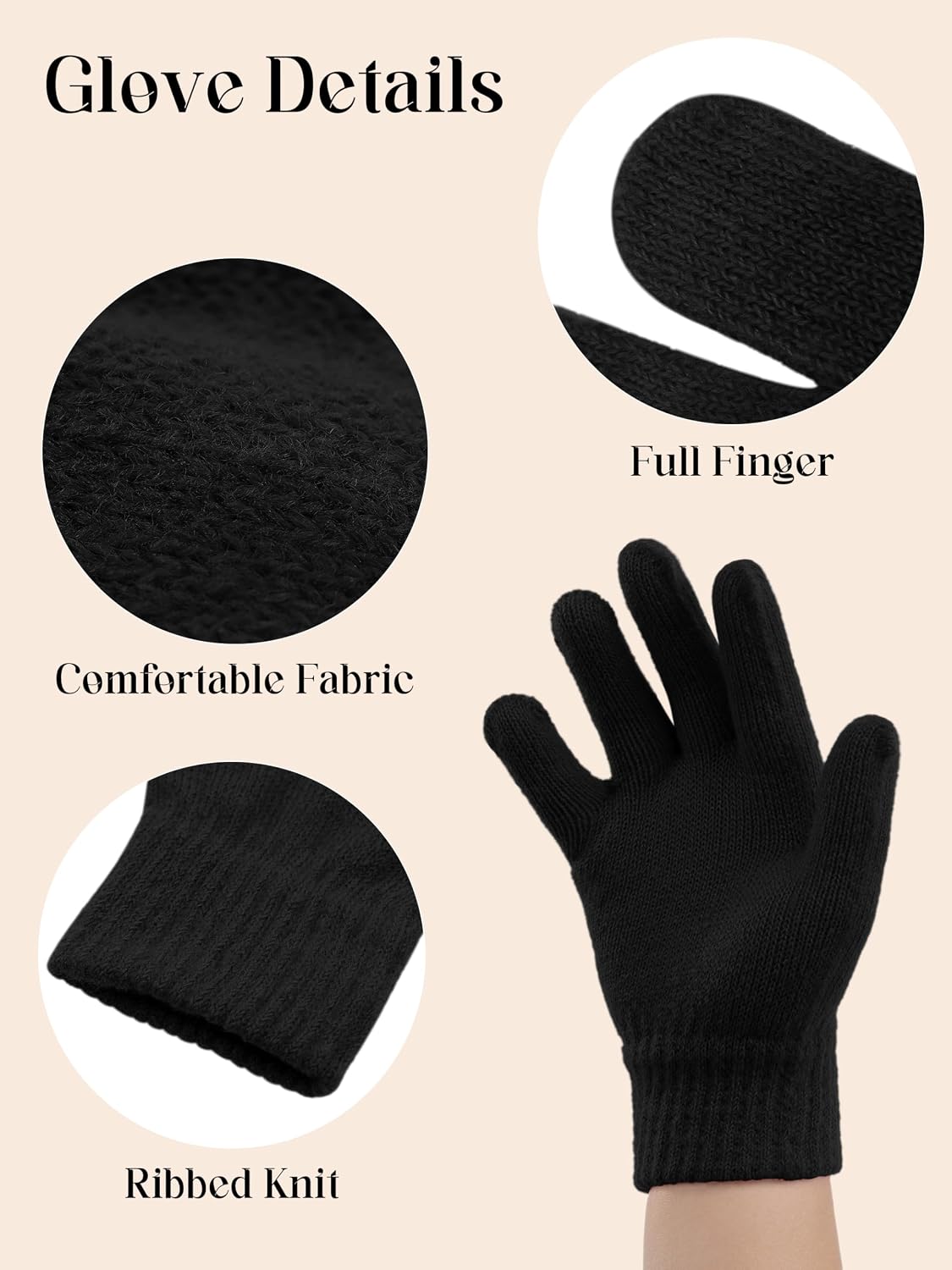 Cooraby 12 Pairs Kid's Winter Magic Gloves Children Stretchy Warm Magic Gloves Boys or Girls Knit Gloves for 6-12 Years