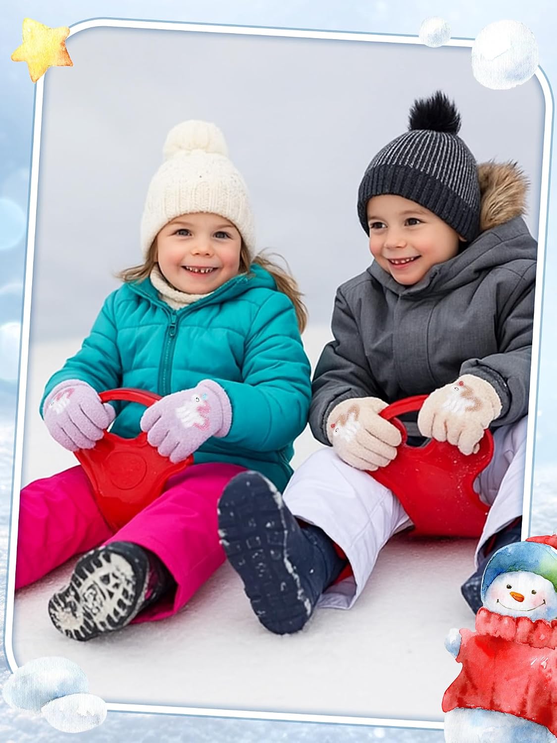 EBOOT 3 Pairs Winter Kids Gloves Warm