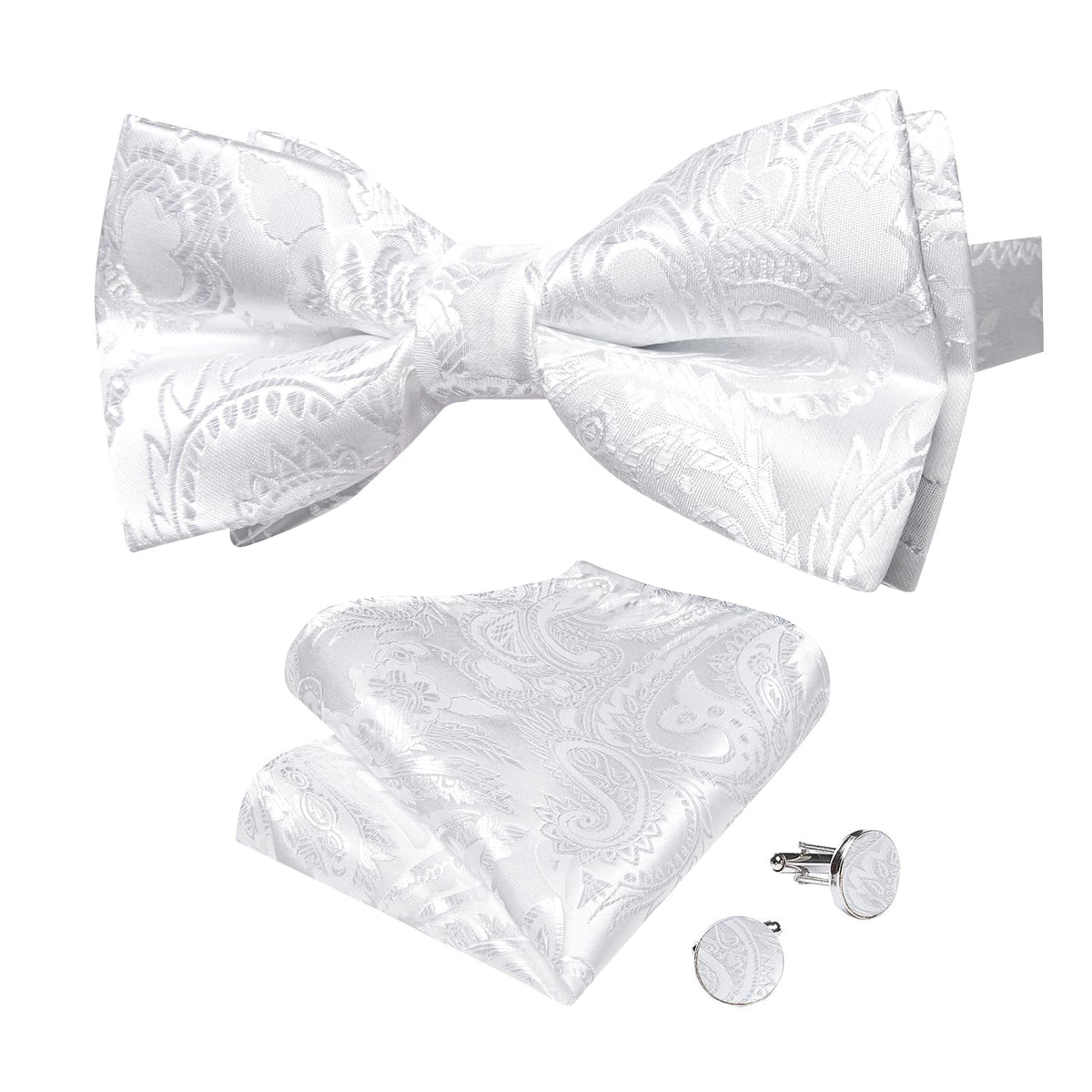 DiBanGu Silk Paisley Bow Tie for Men Formal Pre-tied Bowtie Set