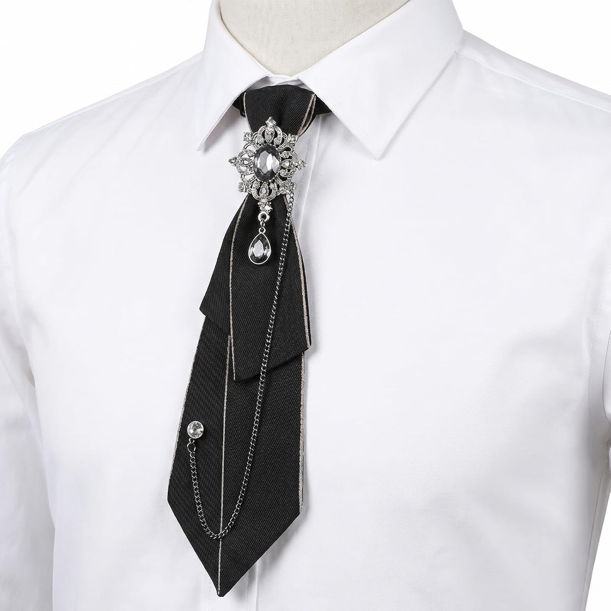 Gjinxi Rhinestone Bow Ties Adjustable Neck Tie Vintage Accessory Bowtie