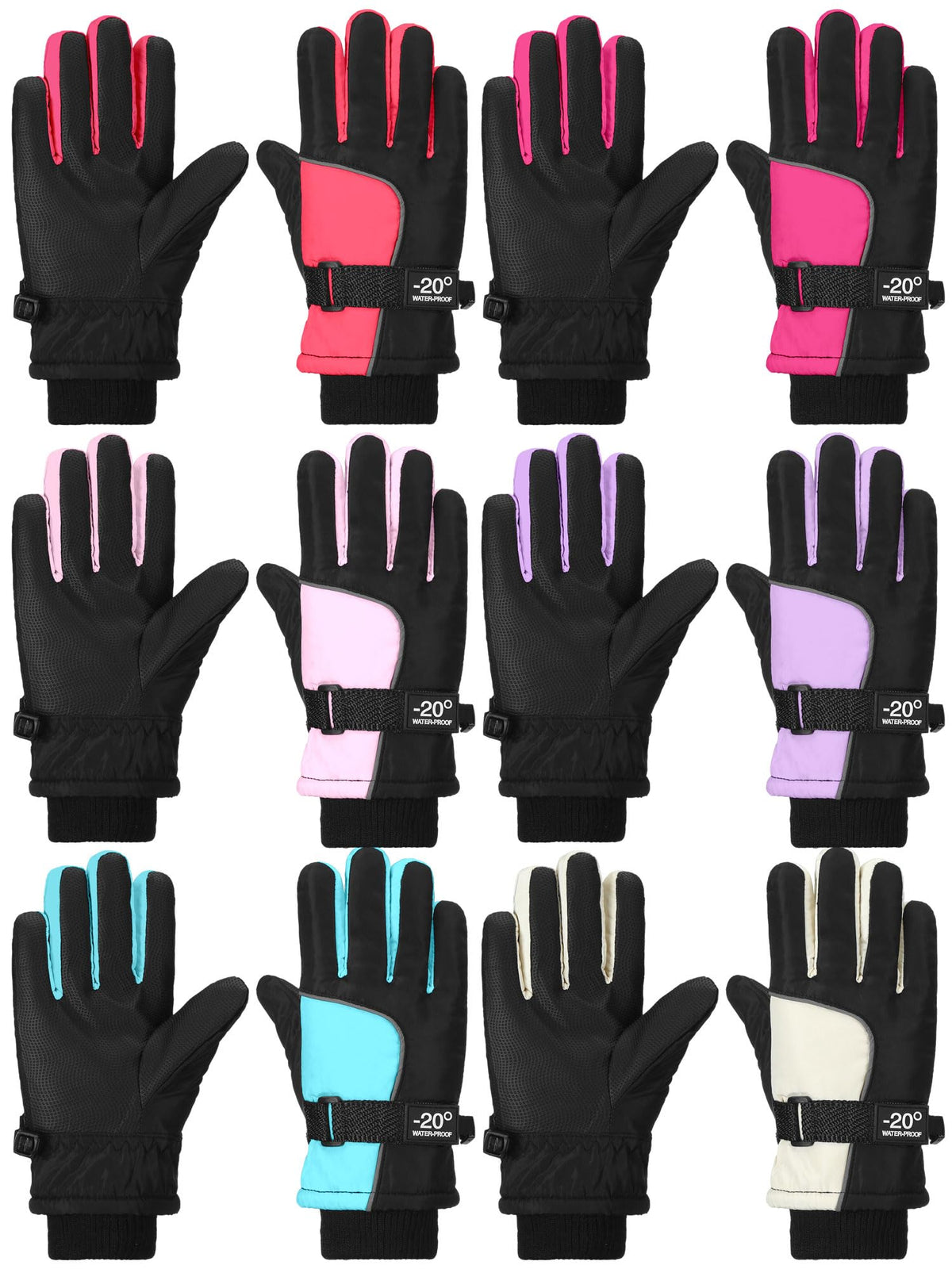 Bencailor 6 Pairs Kids Winter Snow Gloves