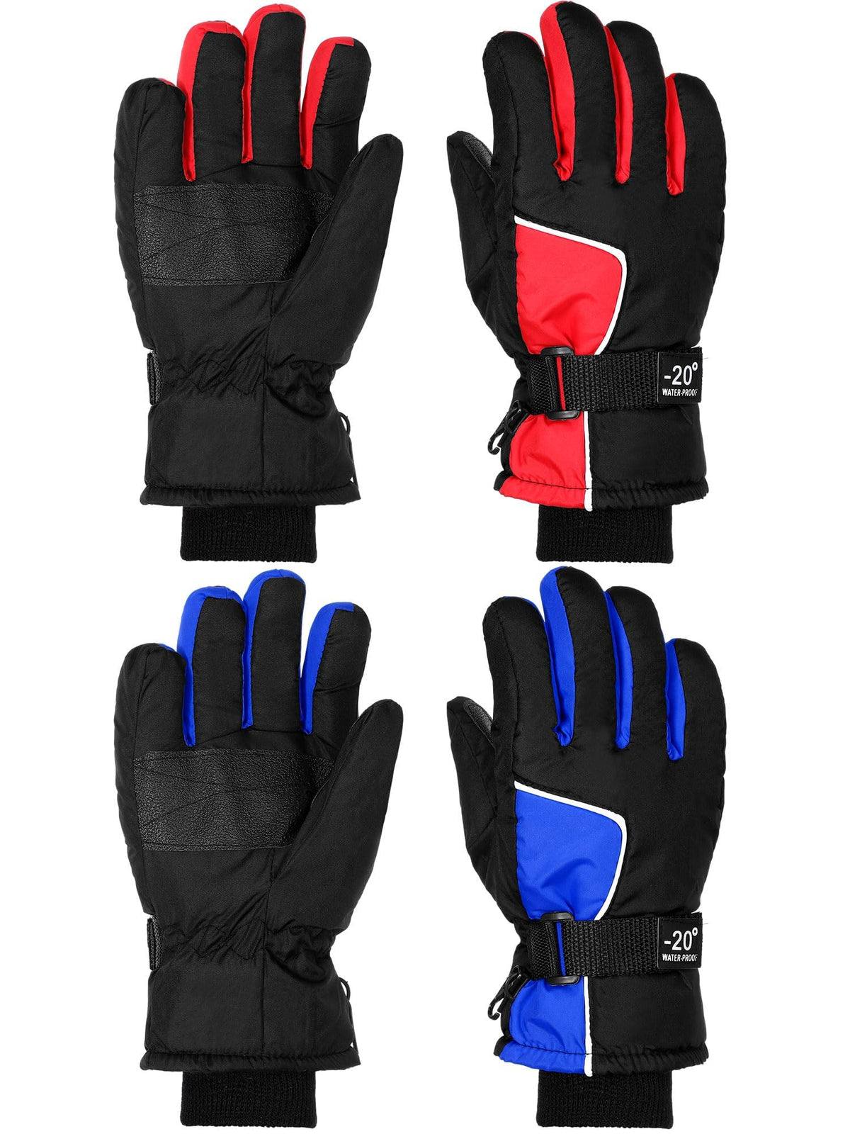 SATINIOR 2 Pair Kids Waterproof Winter Gloves