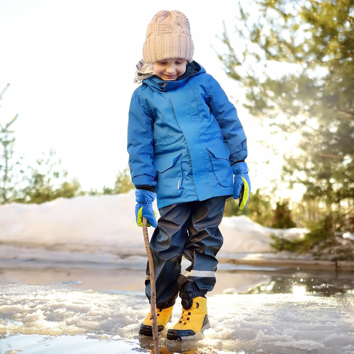 Azarxis Kids Ski Snow Gloves, Waterproof Winter Mittens for Boys Girls