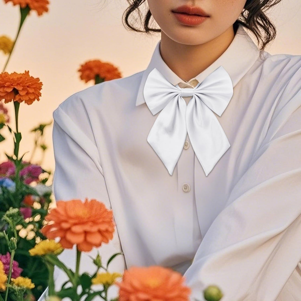 Bow Tie for Women Pre-tied Satin Womens Tie Adjustable Women's Bowknot Bow Tie for Uniform Cosplay Party