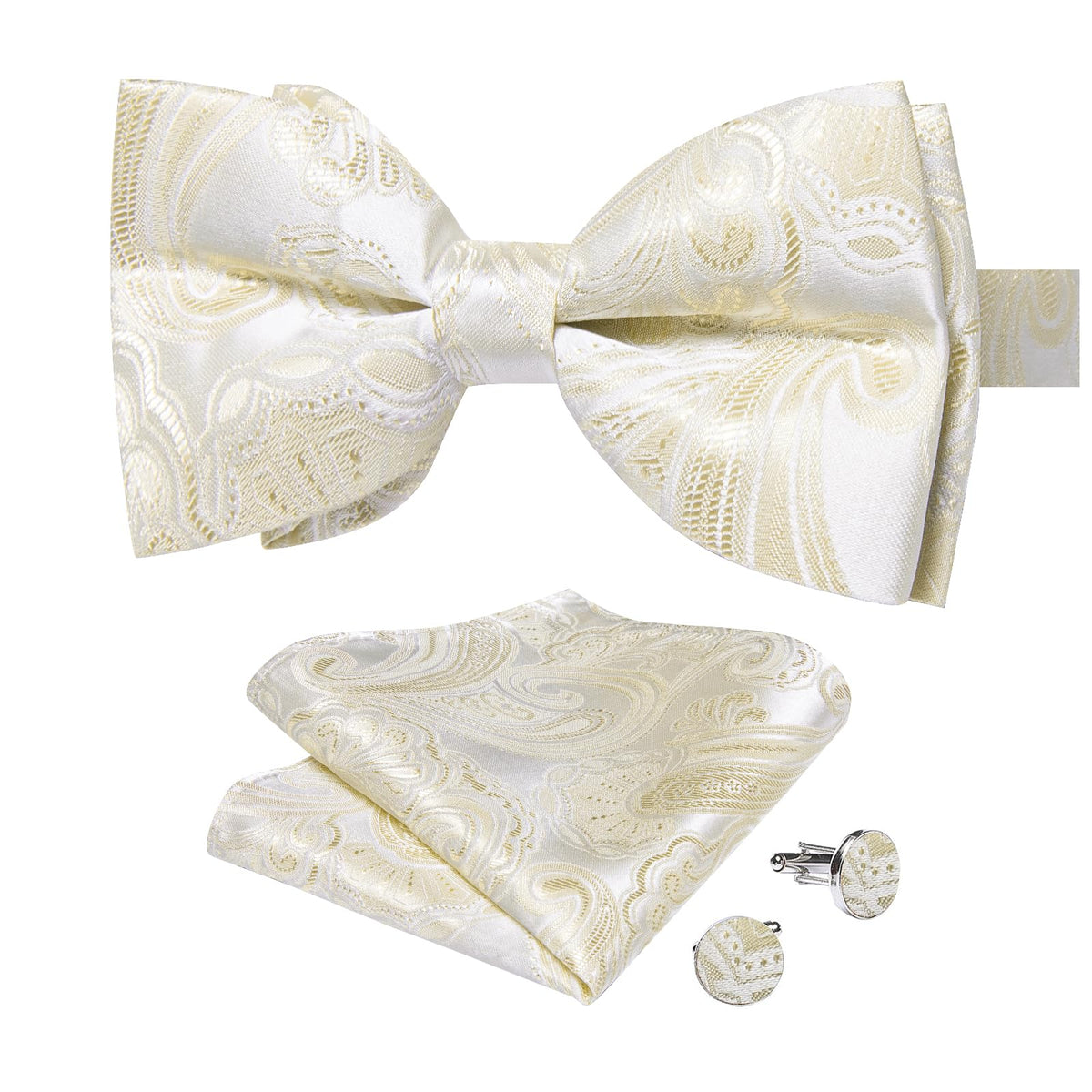 DiBanGu Silk Paisley Bow Tie for Men Formal Pre-tied Bowtie Set